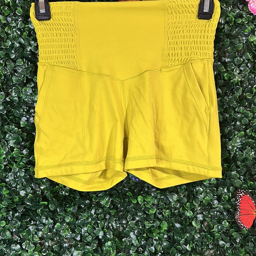 Aerie Yellow Athletic Shorts with Elastic Waistband